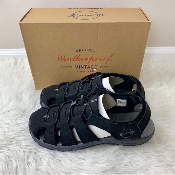 🔥WEATHERPROOF VINTAGE🔥MEN’S FOREST BLACK SANDALS SIZE 13M NEW IN BOX - Picture 3 of 7
